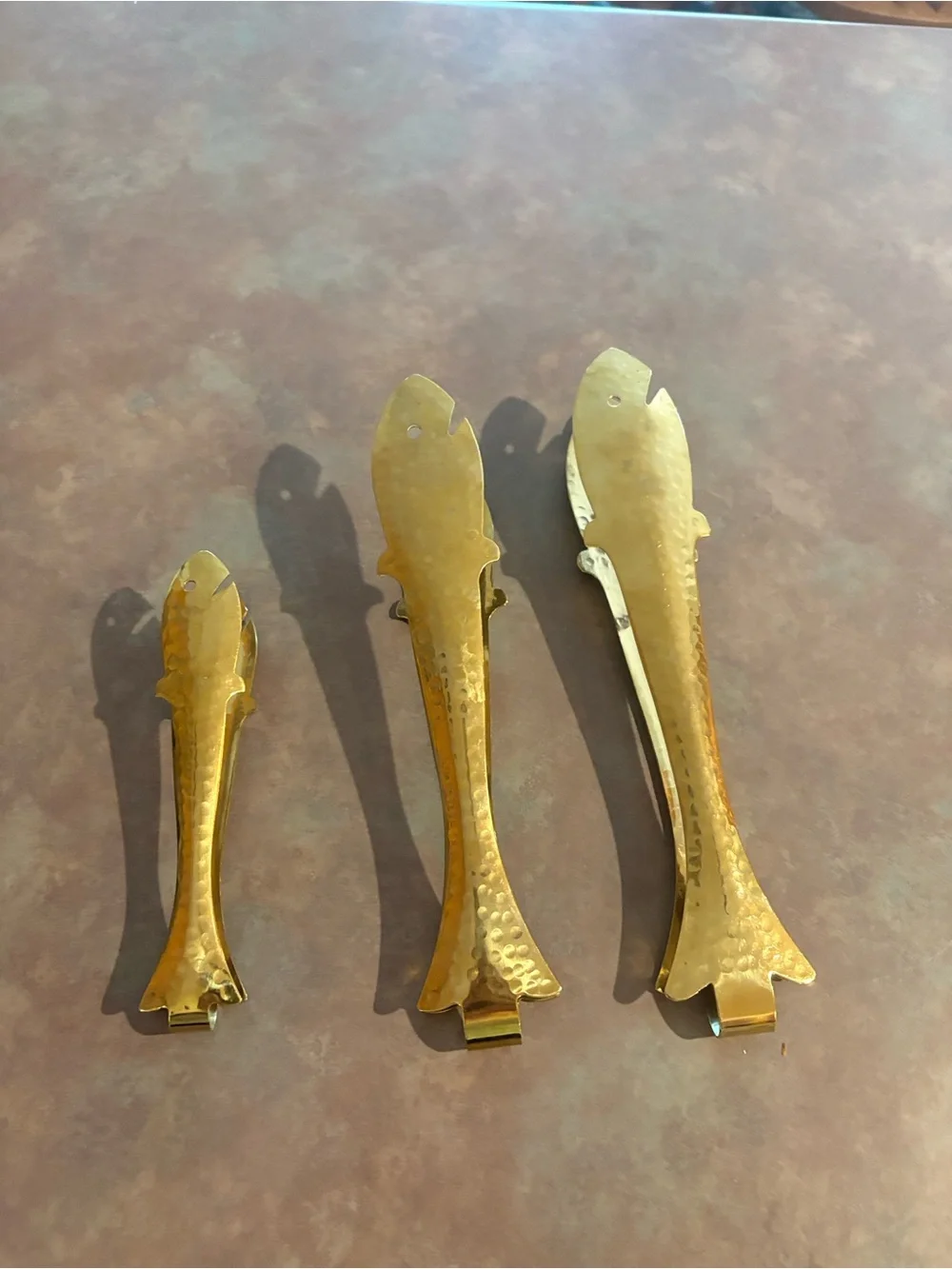 Anthropologie Set of 3 Gold Fish Serving Tongs